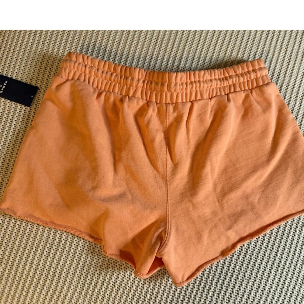 Parke x Target Women Orange Drawstring Sweat Shorts Raw Hem Size M